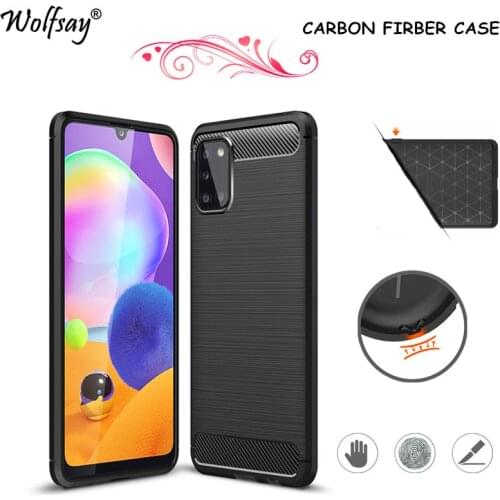 Carbon Fiber Cover For Samsung Galaxy A31 Case Rubber Bumper Silicone Shockproof Cover For Galaxy A31 Case For Samsung A31 6.4"