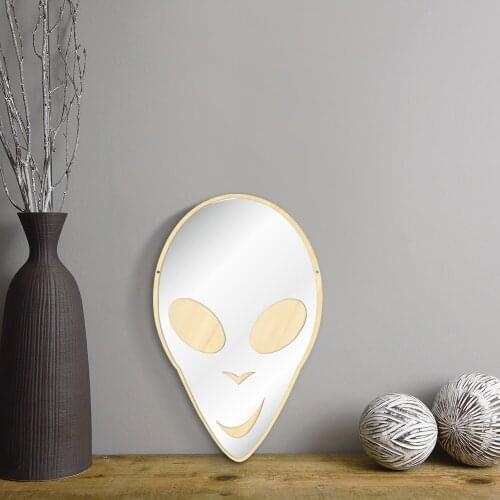 E.T. Science Galaxy Planet Alien Wall Mirror Wooden Acrylic Hanging Mirror Unique Wall Art Decorative Mirror For Room