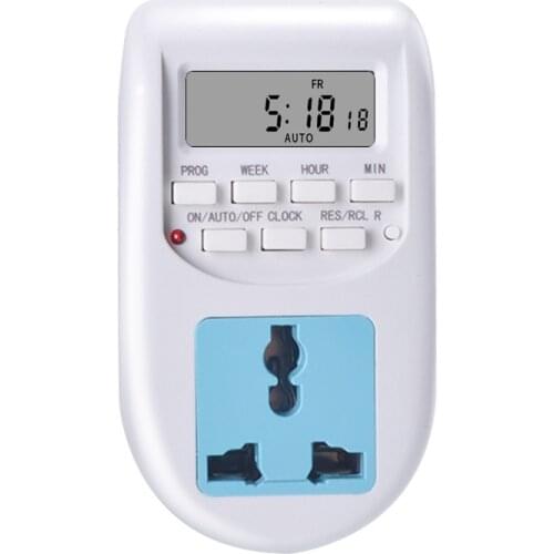 Digital Time Switch Timer With UK EU Socket Weekly Programmable Electronic Digital Timer Switch LCD Display 220V 50Hz 10A