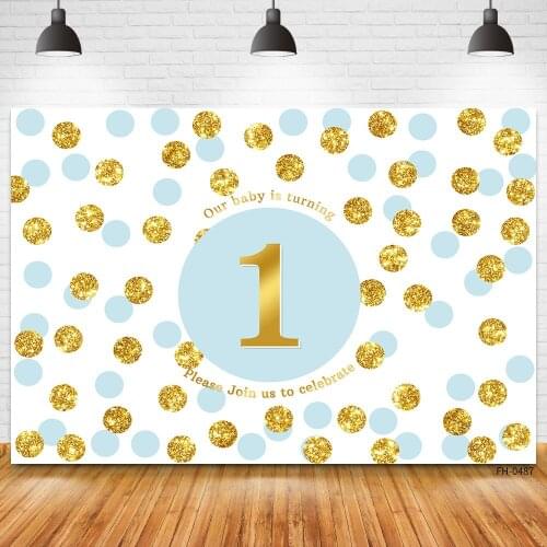 Custom Name Golden Dots Banner Photography Background For Baby 1st Birthday Party Newborn Child Boy Girl Photocall Backdrop Prop