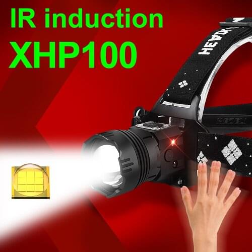 HEDELI 63W IR Induction XHP100 Led Headlamp Usb Head Flashlight Led Headlight 18650 Rechargeable Head Lamp Powerful Fishing Lamp
