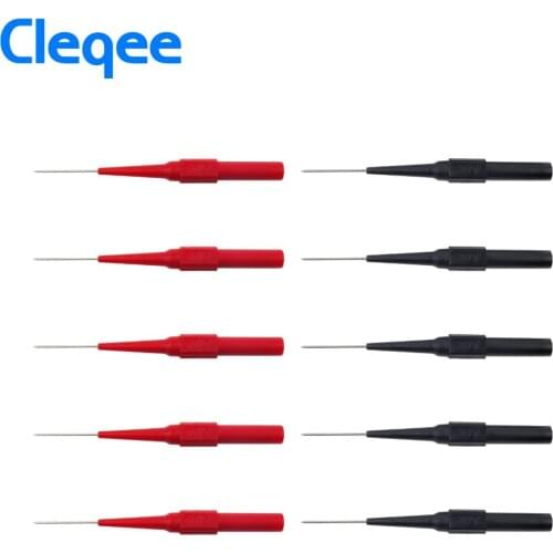 Cleqee P5007 10pcs Insulation Piercing Needle Non-destructive Multimeter Test Probes Red/Black