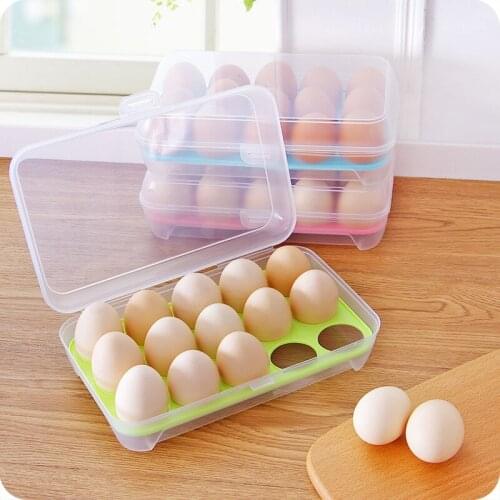 15 Grids Egg Holder Boxes Storage Box Refrigerator Egg Tray Case Container Kitchen Storage Clear Food Egg Storage Box 24x15x7cm