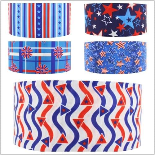 Q&N ribbon stars USA bunting Grosgrain Ribbons for July 4th Independence Day Making Hair Bows Wedding Decorative Gift Box DIY