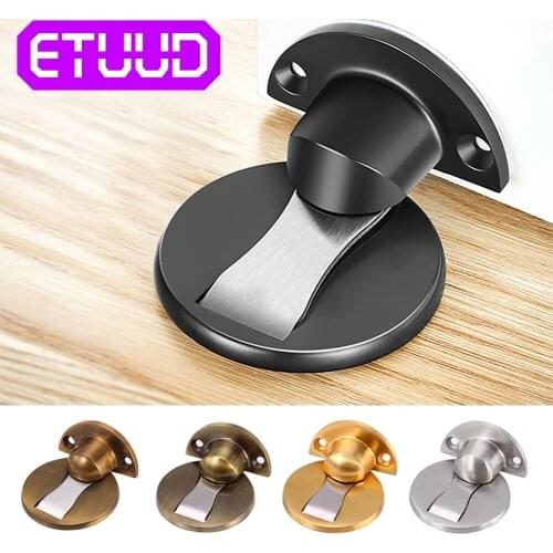 Magnetic Stopper Doorstop 304 Stainless Steel Furniture Catch Hardware Floor Nail-free Strong Door Stop Collision Holder Hidden