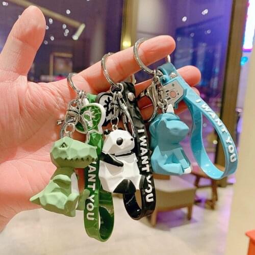 Cartoon cut geometry dinosaur keychain cute keychain personality ins creative lovers pendant hanging