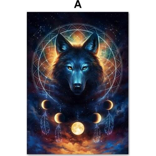 Abstract Animal Lion Owl Wolf DIY 11CT Embroidery Cross Stitch Kits Needlework Craft Set Printed Canvas Cotton Thread Sell