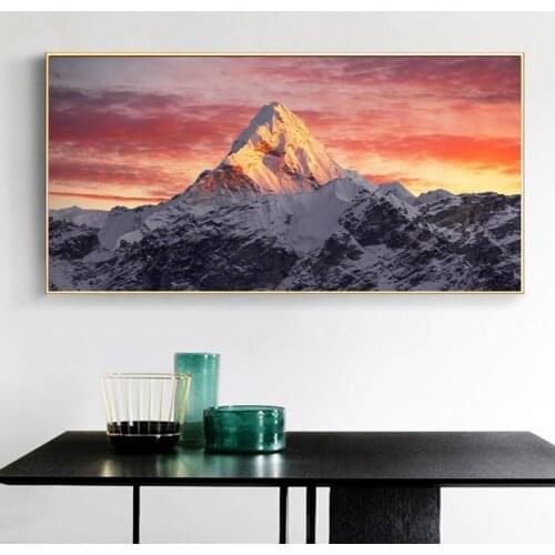 Everest Mountain In Sunset Poster and Prints Canvas Wall Art Painting Landscape Picture Decoration for Living Room Cuadros