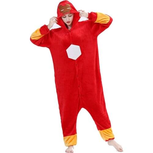 New Red Pajamas For Women Men Kigurumi Flannel Animal Onesies For Adults One-Piece Pijama Halloween Birthday Cosplay Costume