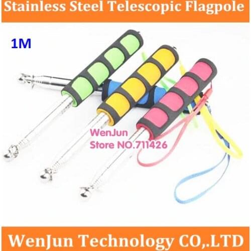 Wholesale 1m luxury Stainless steel Telescopic pointer flagpole 1meter Electronic whiteboard pen teching flagpole 100pcs/lot
