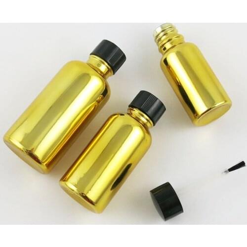 10 x 10ml 20ml 30ml 50ml 100ml Essential Oil Travel Portable Gold Painting Glass With Brush For Liquid Reagent Pipette Bottle