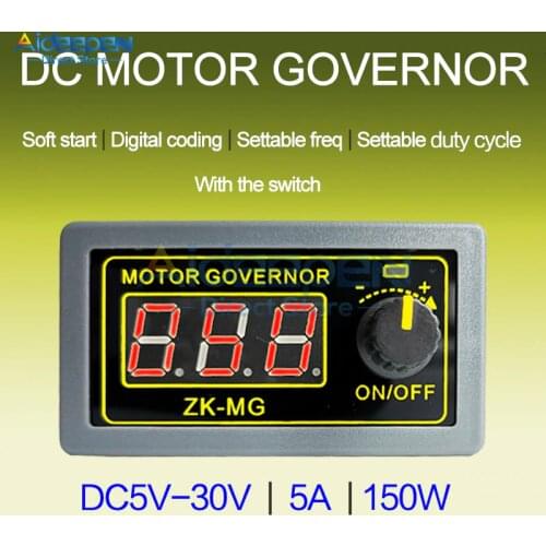 DC 5-30V 12V 24V 5A DC Motor Controller PWM Adjustable Speed LED Digital Display Encoder Duty Ratio Frequency Max 15A ZK-MG