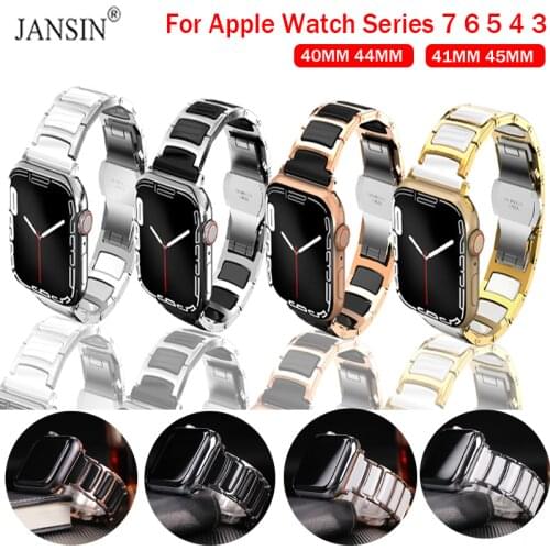 Ceramic Metal Link Band For Apple Watch band 42mm 38mm Strap SE 6 5 4 Luxury Bracelet For Apple watch 44mm 40mm Correa Wristband