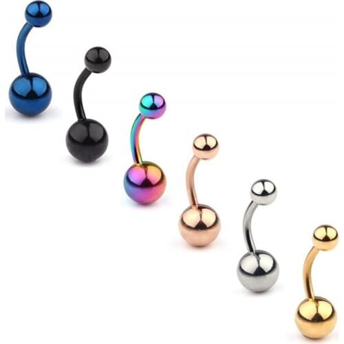 316L Surgical Steel Belly Earring Navel Button Ring Body Piercing Jewelry 14G 6PCS - Mix Color