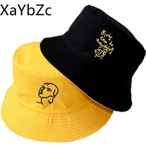 Adult double-sided embroidered fisherman hat female wild hat sun hat summer sun protection hat short brim hat female hat basin