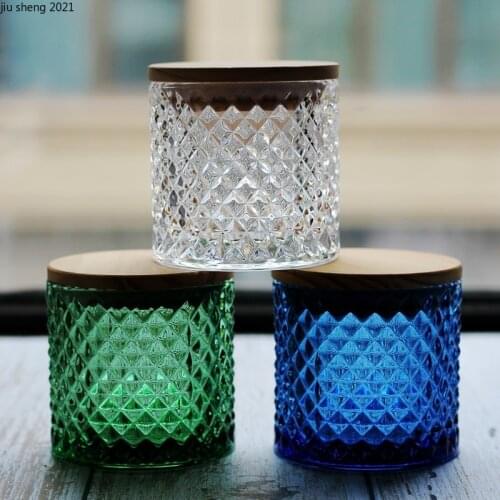 Nordic Lead-free Glass Jar Color Dried Fruit Box with Wooden Lid Kitchen Tea Food Sealed Jar Countertop Jewelry Cotton Swab Box