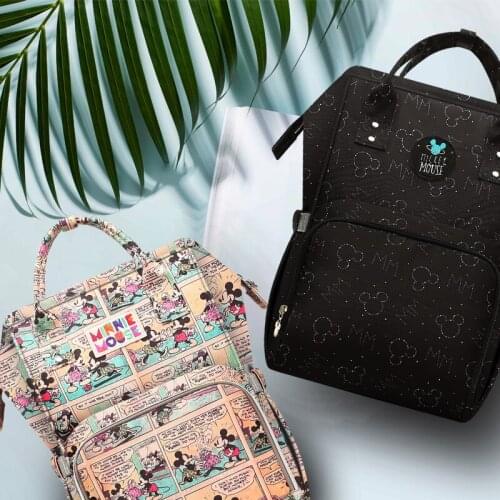 Disney Mickey Mouse Diaper Bag Stroller Mummy Backpack Baby Care Bags Large Maternity Nappy Bag Travel Hook Black Pink Colorful