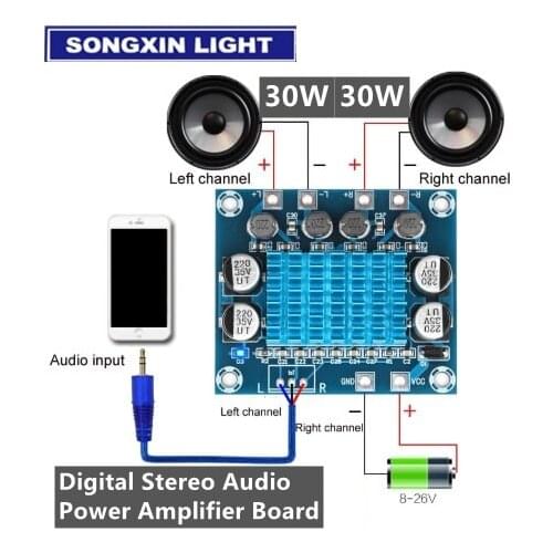 10pcs official TPA3110 XH-A232 30W+30W 2.0 Channel Digital Stereo Audio Power Amplifier Board DC 8-26V 3A