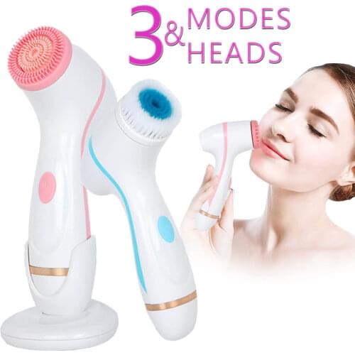 2021 Ultrasonic Electric Facial Brush Washing Face Cleansing Machine Silicone Skin Beauty Makeup Cleanser Blackhead Acne Remover