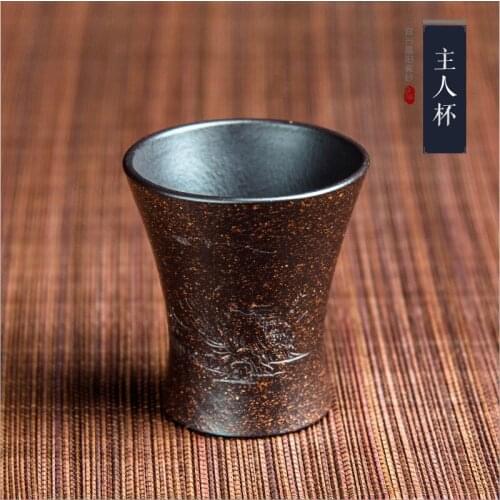 Yixing purple clay teapot pure handmade raw ore master teacup master vase carved cup