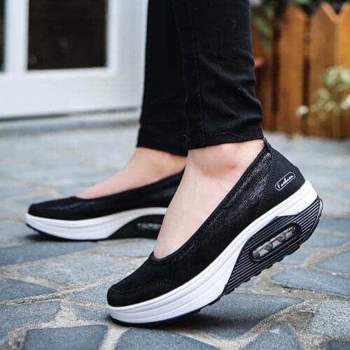Big Size Platform Slip-on Shoes for Women Sneakers Womens Running Shoes Sports Woman Basket Sport Black Sneackers Trainers D-734
