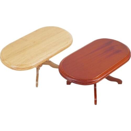 1:12 Dollhouse Kids Play Toy Doll Furniture Miniature Wooden Round Side Table Kids Pretend Play Gift House For Toy Girls