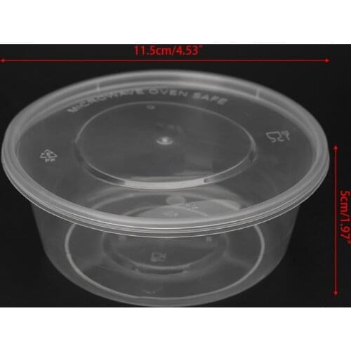 10Pcs Plastic Disposable Lunch Soup Bowl Food Round Container Box With Lids New K1MF