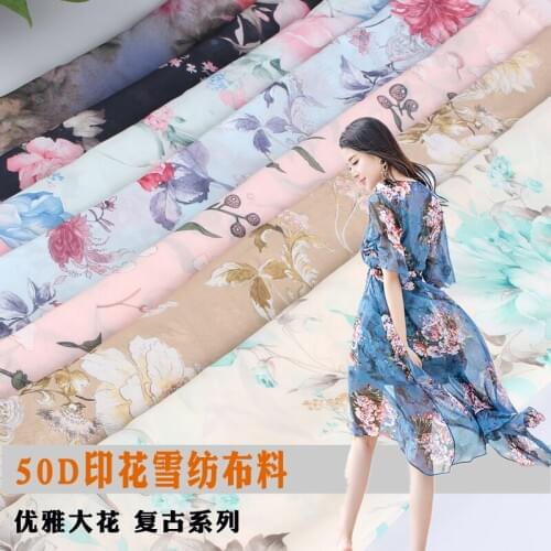 150cmx100cm 50D Printing Embroidery Chiffon Fabric Bohemian Skirt Top Clothing New High-end Home DIY Apparel Sewing & Fabric