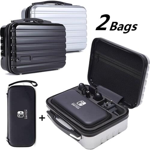 2 in 1 Big Capacity Zipper ABS Hard Carrying Case Storage Bag Suitcase Shell for NS Switch Console Travel Bag Protective Cover