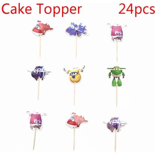 24pcs Cartoon Super Flying Man pattern Party Cupcake Cake Toppers Picks Kids Birthday Supplies Wedding Decorations Cake Cup