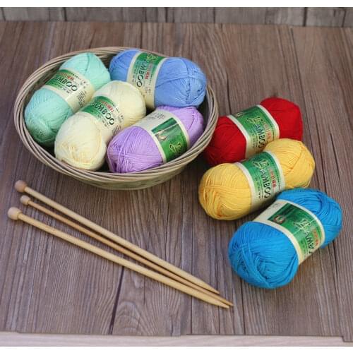 50g/ball Natural Bamboo Cotton Hand Knitting Yarn Baby Cotton Yarn B