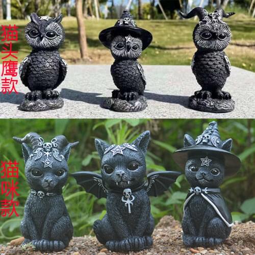 3 Halloween Witch Cat Black Cat Magic Cat Resin Decoration Ornaments Halloween Atmosphere Design Decoration Ornaments