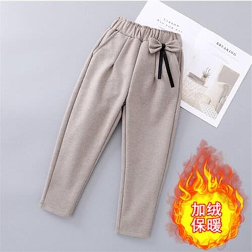 Pants For Girls 2021Autumn Winter Casual Woolen Childrens Trousers For Girls High Waist Pants New Kids Casual Suit Pants