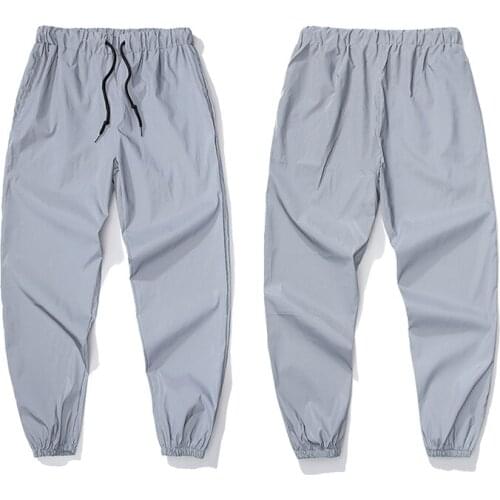 Fashion Male Elastic Waist Skateboard Harajuku Jogger Trousers Sweatpants Men Streetwear Night Hip Hop Reflective Casual Pants