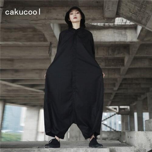 Cakucool New Safari Overalls Women Loose Japanese Black Jumpsuits Batwing Casual Jumpsuit Women Clothing Siamese Plus size