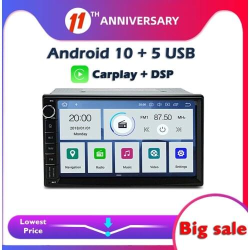 Carplay DSP PX6 IPS Android 10 4GB +64GB Radio GPS navi map Bluetooth Wifi Car DVD multimedia player 2 Din for Nissan Universal