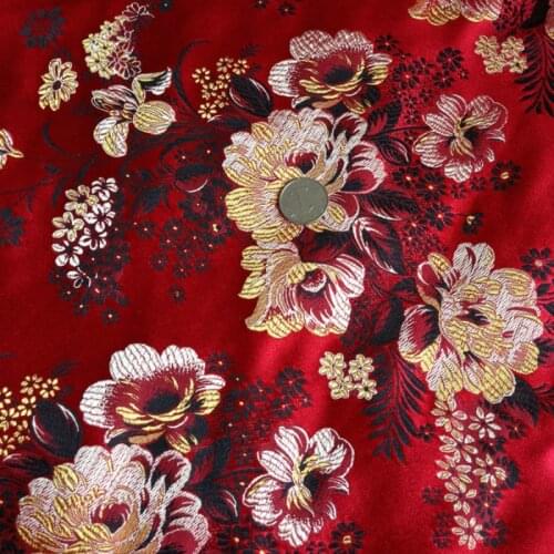 Brocade Cheongsam Glossy Cloth Peony Ancient Kimono Cosplay Clothing Pillow Curtain Fabric