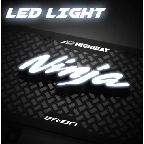 For KAWASAKI NINJA ER6N/F 12-16 LED Light Bumb Motorcycle Radiator Grille Cover Guard Aluminum Oil Cooler Protection Protetor