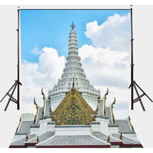 150x220cm Temple of God in Bangkok Thailand Backdrop White Clouds Temples Golden Overhang Photography Background