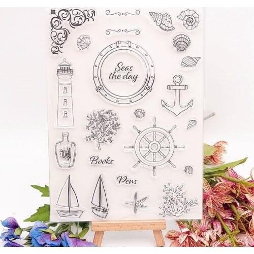 Hot sale Rudder sailing boat Transparent Clear Stamps / Silicone Seals Roller Stamp for DIY scrapbooking photo album/Card Making