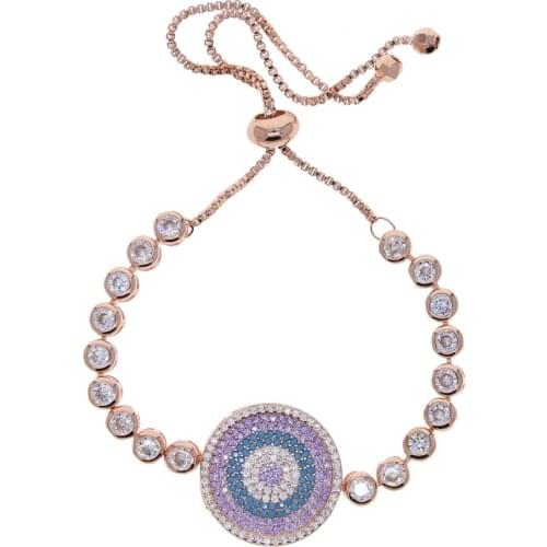 Classic Blue Evil Eye Halloween Micro Pave CZ turquoises Charm Bracelet big eye Brilliant Tennis Chain Bangle Femme Jewelry Gift