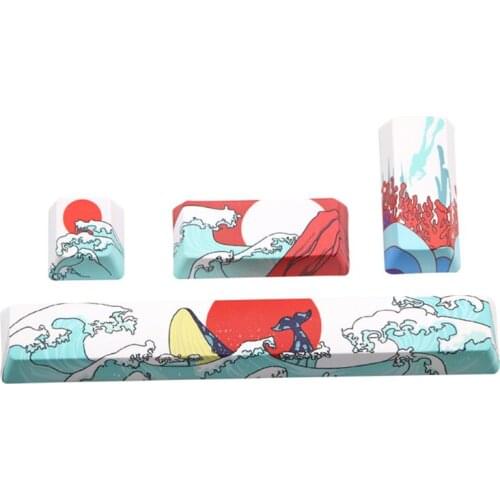 Sea Coral Keycap PBT Five Sides Dye-Subbed Spacebar 6.25U OEM Profile Space Bar Keycap for DIY Mechanical Keyboard