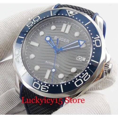 Round Automatic Mens Watch Self Winding Wristwatch with Ceremic Bezel 41mm Diameter