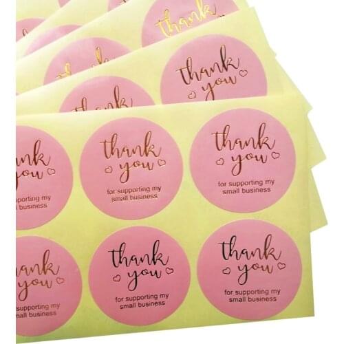 600pcs wholesale 2inch Golden Pink Thank You Bronzing Stickers round Labels Mailing Supplies Festival paper large size 5CM