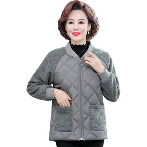 Autumn Winter Jacket Female Mom Cotton Jacket Woman Fashion Short Lightweight Down Cotton Jacket Plus Size Cotton Clothing