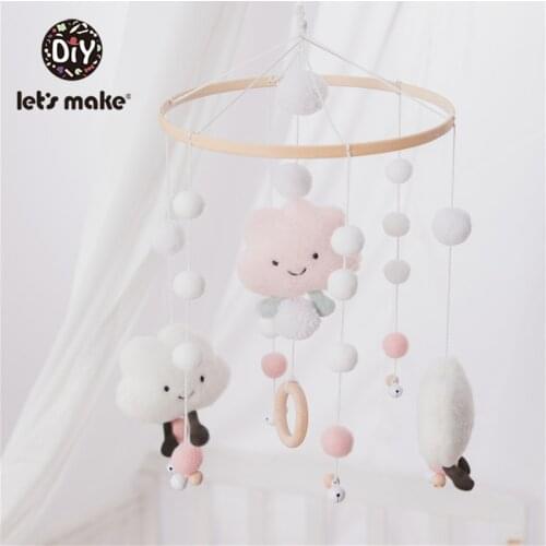 Lets Make Cloud Baby Rattles Mobile Cartoon Toys 0-12 Months Carousel Crib Holder Baby Mobile To Bed Bell Handmade for Newborn