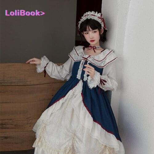Japanese Style Sweet Lolita OP Dress Girly Gorgeous Lace Ruffles Princess Dresses Women Harajuku Elegant Lace-Up Tea Party Dress