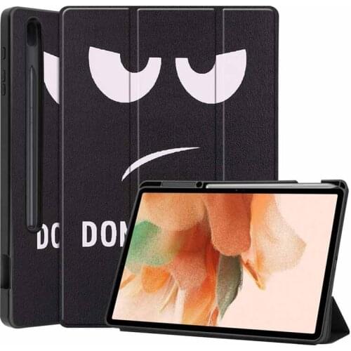 Cute Soft Case with Pen Slot for Samsung Galaxy Tab S7 FE SM-T730 T735 SM-T736B T736N TPU Cover Stand Protective Shell