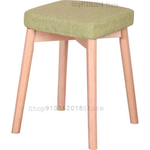 Household Stool Soft Stool Simple Dining Table Stool Solid Wood Makeup Stool Leisure Spare Stool Nordic Shoe Changing Stool Dres