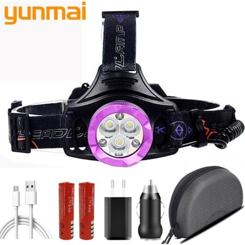 Pack Of 3 XM-L2 U3 LED Headlight Cup Reflector 18650 Or AA Battery Head Light Flashlight Powerful Headlight COB Aluminum Red 10W